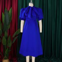 Vestido Elegante De Fiesta Para Mujer 2024 Con Cuello Con Lazo Manga Corta Cintura Alta A-Line Plisado Hasta El Tobillo Vestido De Cumpleaños - details 16