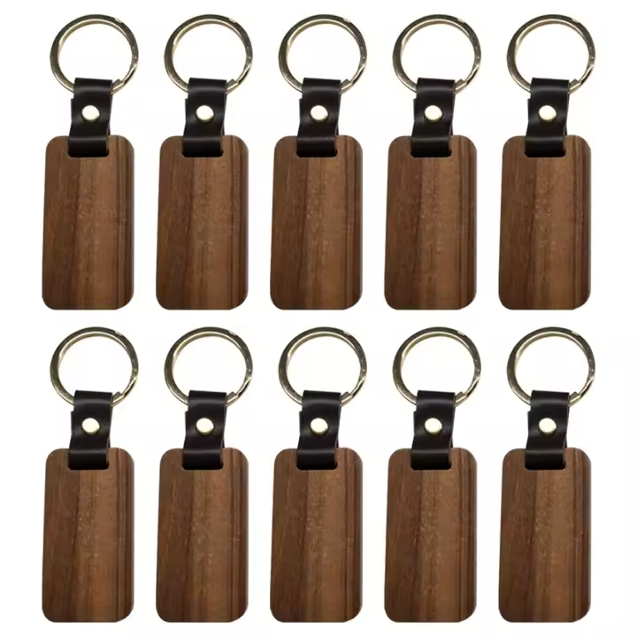 ZC LLavero de madera de 10 piezas, llavero Rectangular coleccionable, colgante para bolso de coche, pintura artesanal - 1