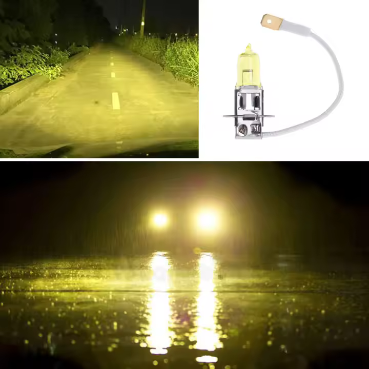 Bulbo De Xeno Halógeno H3 12V 55W 3000K Amarillo De Vidrio De Cuarzo Para Faros De Coche Y Kit De Faros Antiniebla - 1