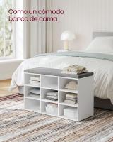 Banco zapatero con asiento acolchado, 9 compartimientos y estantes ajustables, ideal para entrada y sala de estar, disponible en blanco o marrón rústico - details 2