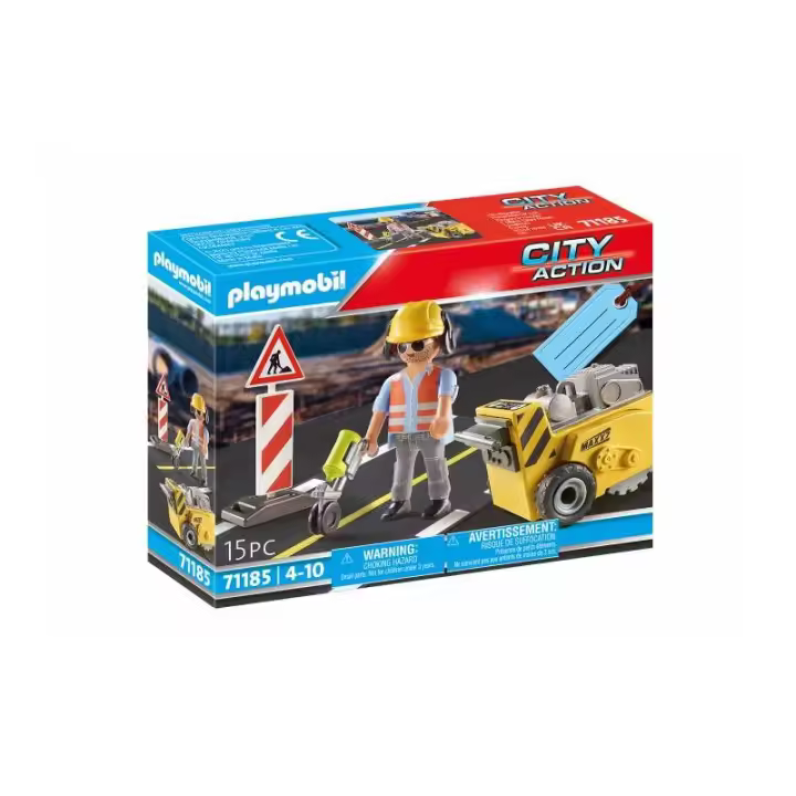 PLAYMOBIL CITY ACTION 71185 TRABAJADOR DE LA CONSTRUCCIÓN CON CORTADOR DE BORDES - 1