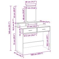 Mesita de tocador vidaXL blanca con cajones 100x41x140 cm - details 7