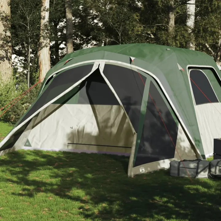 vidaXL Tienda campaña familiar con porche 6 personas impermeable verde - 1