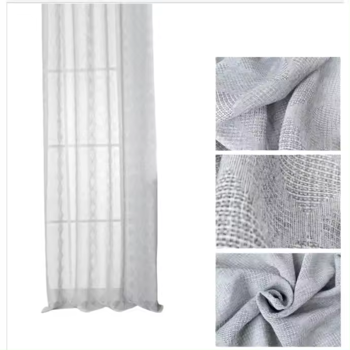 Cortina de tela semitranslúcido lino y poliéster con estampado de forma romboi.150x260cm,decoracion para hogar,oficina. - 1