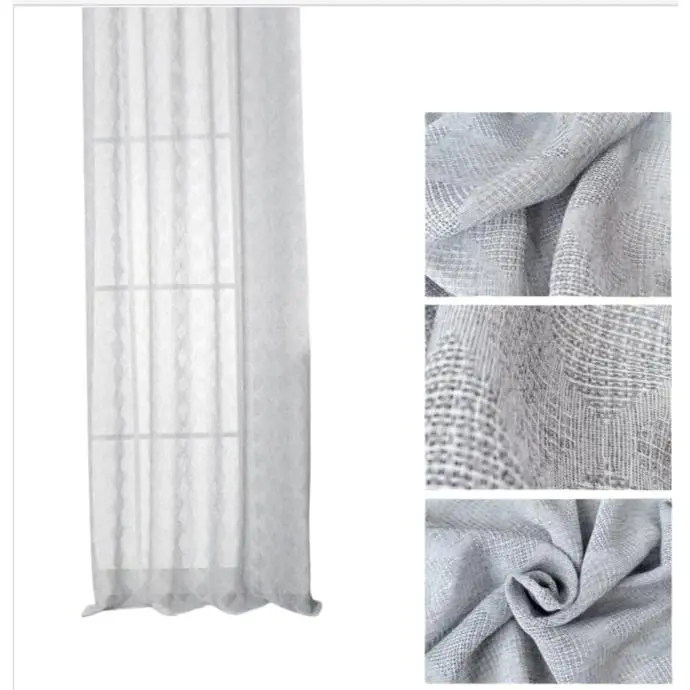 Cortina de tela semitranslúcido lino y poliéster con estampado de forma romboi.150x260cm,decoracion para hogar,oficina. - 1