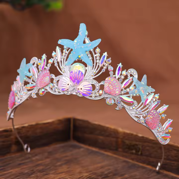 Diadema De Princesa Estilo Oceánico Con Mariposa Y Flores Accesorio Lindo Para El Cabello Para Niñas Adorno De Cabeza En Halloween - 1