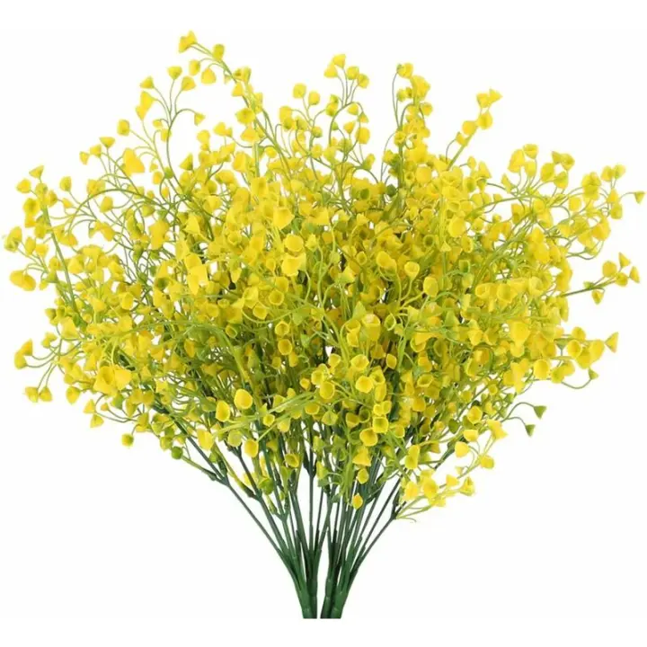 4 Piezas Flores Artificiales Gypsophila Flores Artificiales Decoración Flores De Plástico Pequeñas Flores De Leñador Para Boda Balcón Jardín Interior Exterior Florero Caja De Flores Decoració - 1