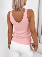 Chaleco De Punto Para Mujer Estilo Primavera/verano V-Neck Casual Versátil Sencillo Moda De Calle Color Sólido Chaleco De Suéter - details 17