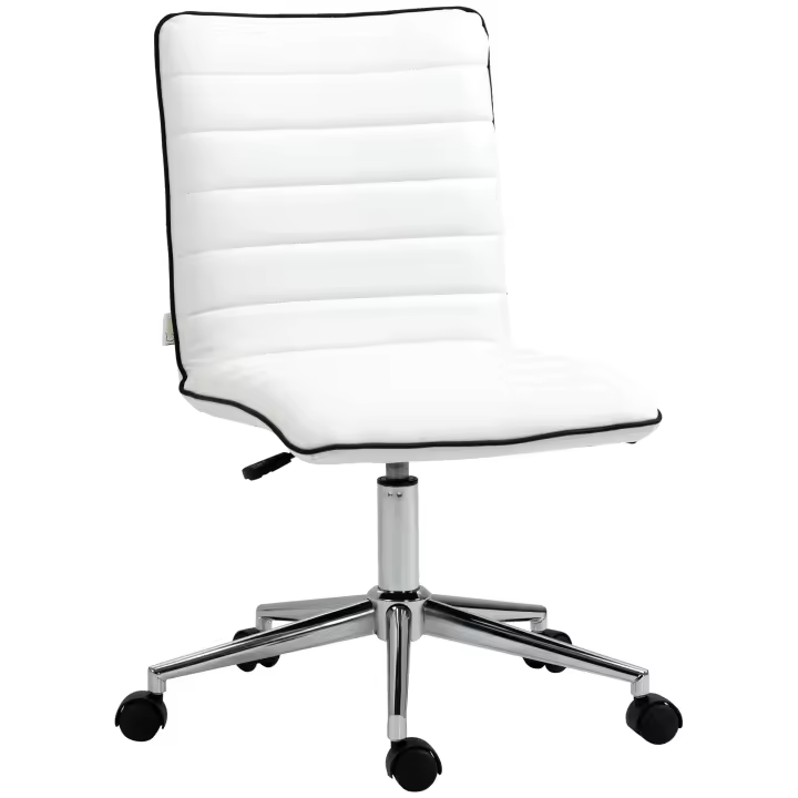 Vinsetto Silla de Oficina Ergonómica Silla de Escritorio Giratoria con Altura Ajustable Respaldo Tapizado en Piel Sintética Carga 120 kg 47x57x76,5-86,5 cm - 1