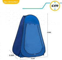 Ducha de camping y tienda cambiador con bolsas de basura y tendedero en su interior. Azul (120 CM * 120 CM * 190 CM), baño y vestidor al aire libre, ducha en casa, tienda de baño móvil, no requiere instalación, inodoro para acampar con dos ventanas - details 1