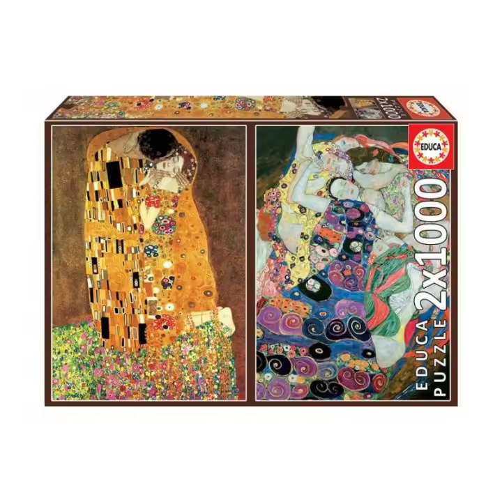 Puzzles 2x1000 piezas El Beso + La Virgen, Gustav Klimt de Educa - 1