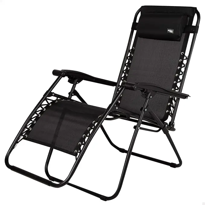 Tumbona Plegable Multiposiciones Silla Tumbona Metal con Cojín Silla Gravedad Cero - 1