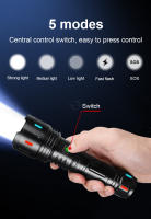 Linterna Táctica LED Recargable De Potencia Máxima 1000000LM Con Lente Zoom Ajustable 800W Luz De 3000m Para Caza Pesca Y Emergencias - details 6