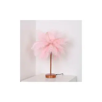 SOMY Lámpara de cabecera LED, forma de diente de león, alambre de cobre, lámpara de banco de trabajo de plumas rosa romántica - 1