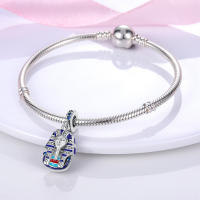Encanto De Colgante De Árbol De Familia Platinado En Plata Para Pulsera De Bangle Y Collar DIY Regalo Con Doble Vuelo Aéreo - details 154