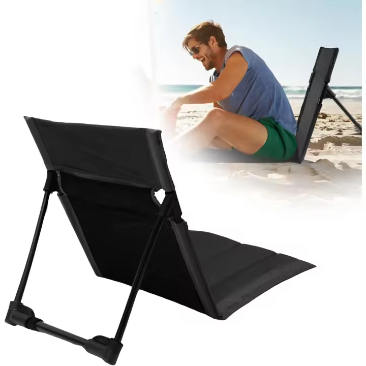 Folding Camping Floor Chair Hiking Chair Sit Mat With Back Support Comfortable Beach Floor Seat Lightweight Beach Mat Lounge Chair - 1