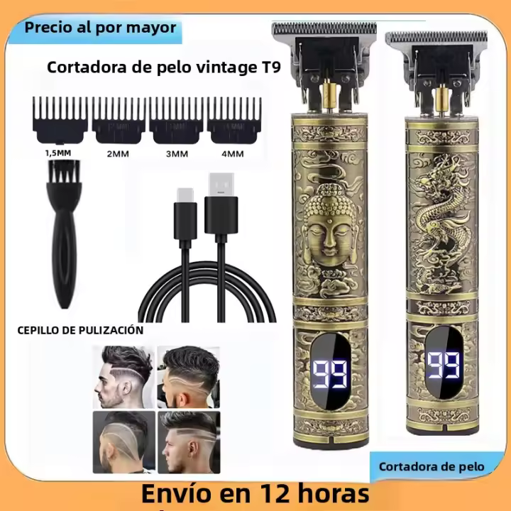 Máquina De Corte De Pelo Portátil T9 Vintage Afeitadora Eléctrica Para Hombres Recargable Rápida Cortadora De Pelo Sin Cable Barbería - 1