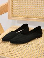 Zapatos Planos De Mujer Con Punta Puntiaguda Y Color Sólido Zapatos Slip-on Transpirables Y Casuales Ballet Flat Zapatos Para Mujer Loafer - details 12
