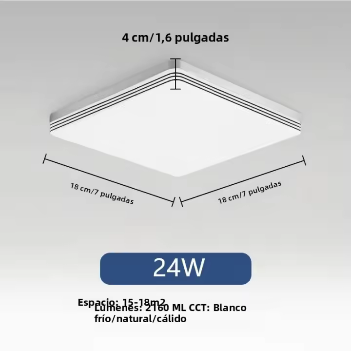 Luz De Techo LED Cuadrada 18W 24W 48W Para Sala De Estar Pasillo Comedor Dormitorio Baño Decoración De Hogar Iluminación Contemporánea Montaje Superficial - 1