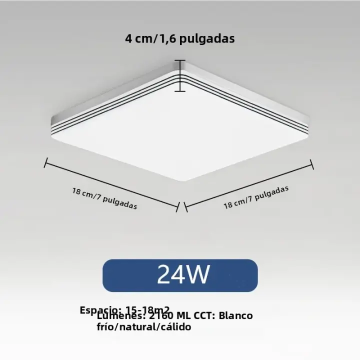 Luz De Techo LED Cuadrada 18W 24W 48W Para Sala De Estar Pasillo Comedor Dormitorio Baño Decoración De Hogar Iluminación Contemporánea Montaje Superficial - 1