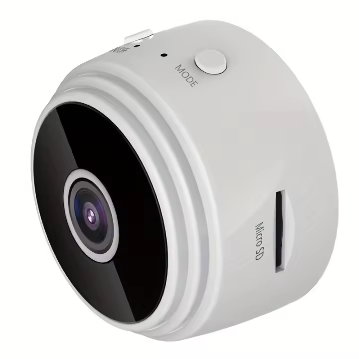Cámara de Seguridad WiFi Compacta with Part Trasera Magnética, Recargable por USB, Controlada por App para Vigilancia en Hogar y Oficina - Blanco y Negro, Grabación en Bucle 24/7, soporte Multi-Usual - 1