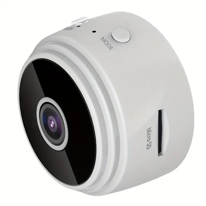 Cámara de Seguridad WiFi Compacta with Part Trasera Magnética, Recargable por USB, Controlada por App para Vigilancia en Hogar y Oficina - Blanco y Negro, Grabación en Bucle 24/7, soporte Multi-Usual - 1