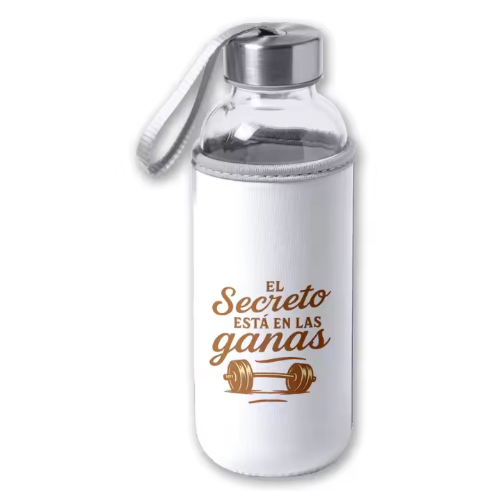 MERCHANDMANIA Bidón de 420 ml con Funda de neopreno frase motivadora el secreto está en las ganas tapon seguridad - 1