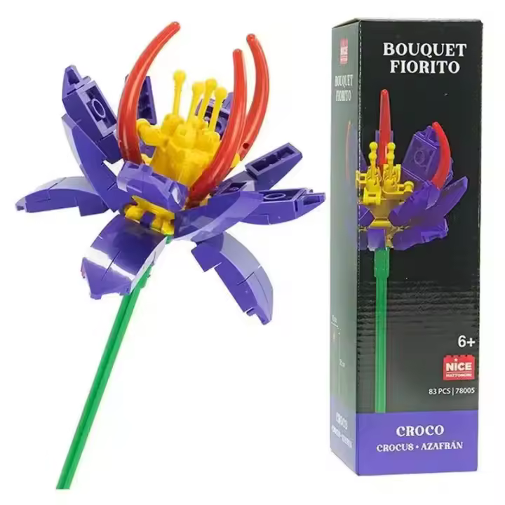Flor azafrán morado construcción bricks 83 piezas 78005s78000 NICE - 1