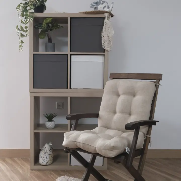 REINO MANSIDI  1 und de Cojines 90x45x10cm con Respaldo para Sillas de Terraza Beige 90x45x10cm - 1