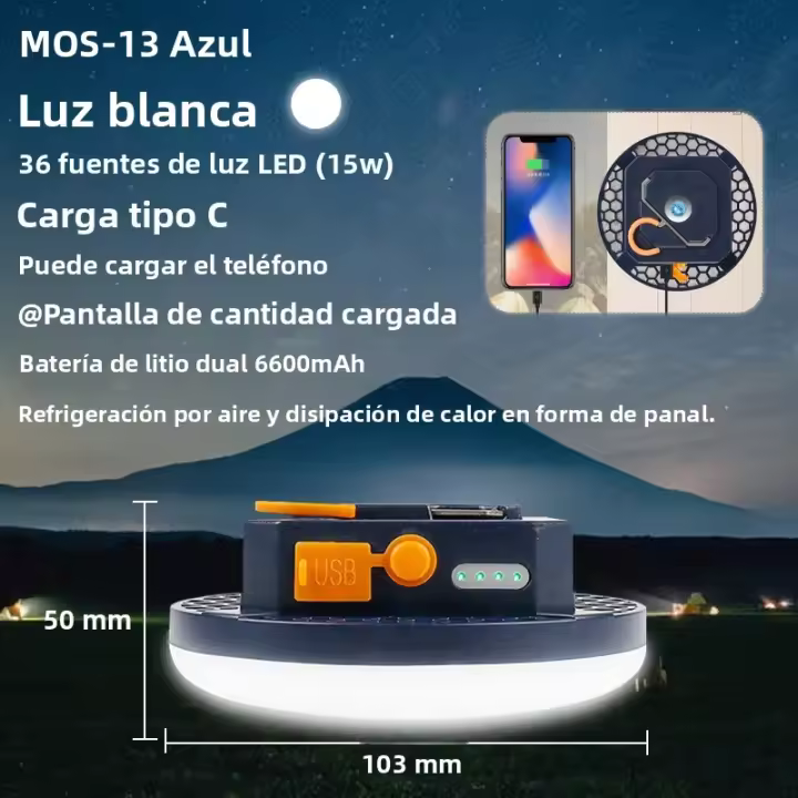 Linterna Portátil MOSLIGHTING 9900mAh Recargable Con Luz Fuerte Y Magnetismo Para Camping Y Tent Lampara De Trabajo LED - 1
