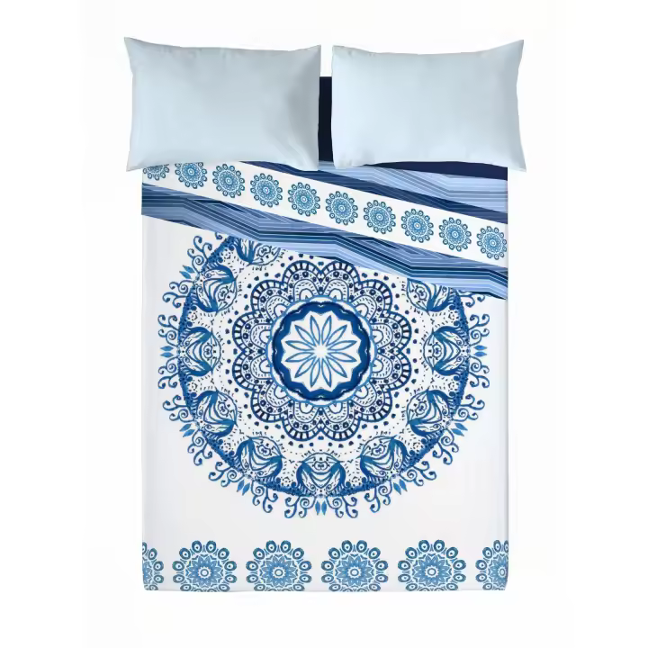 JUEGO DE SÁBANAS 100% ALGODÓN GREEK INDIGO COSTURA - 1