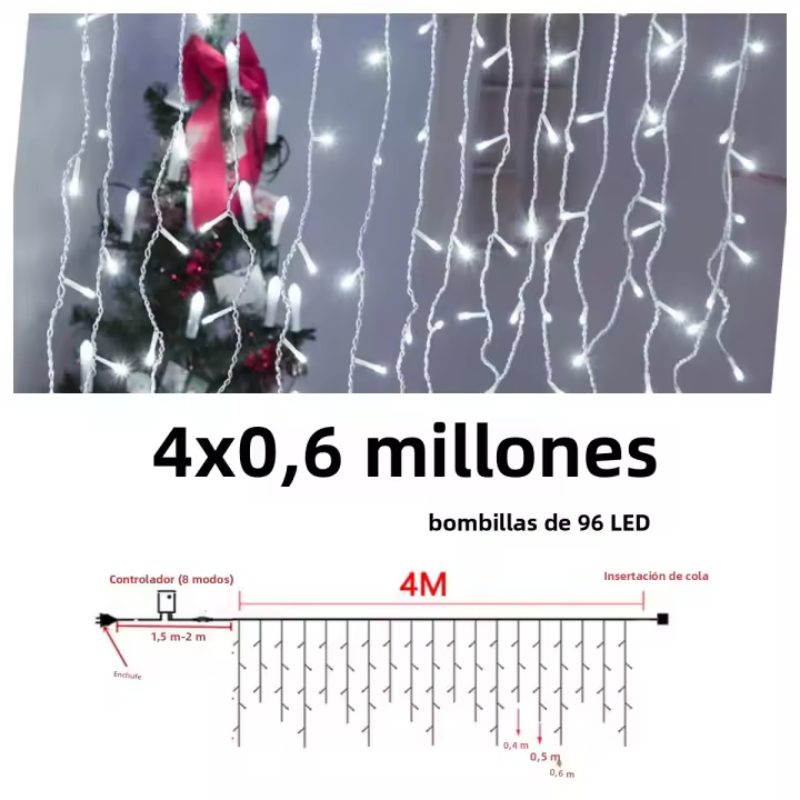 Luces De Hielo LED 3.5M Para Exterior Puerta De Enlace Navidad Boda Calle Decoración De Eave Cuadrado Luces De Fiestas EU Plug - 1