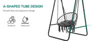 Silla Colgante con Soporte, Hamaca Colgante Exterior con Cojín 85x92x153cm, Soporte de Hamaca de Acero Resistente con Capacidad de 100kg para Dormitorio, Patio y Jardín, Gris - details 4