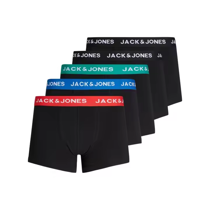 Jack & Jones Calzoncillos para hombre, paquete de 5 - JACHUEY TRUNKS, algodón elástico JACHUEY TRUNKS 5 PACK - 1