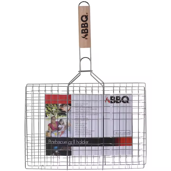Bbq Parrilla Doble Mango Madera 34x24 Cm Alta Calidad - 1