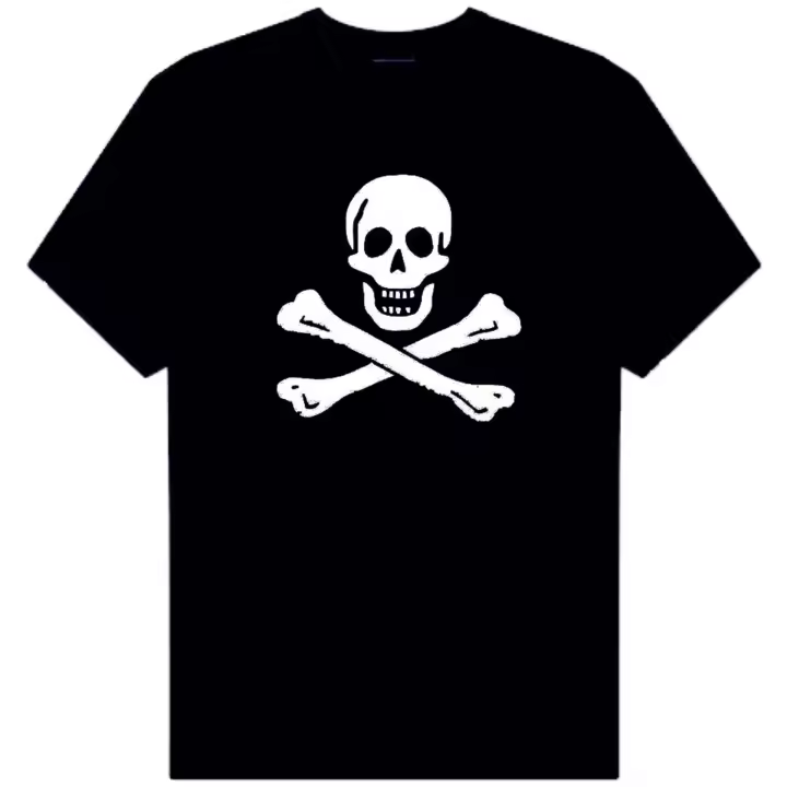 Camiseta Pirata con Huesos | Algodón | Manga Corta - Tejido tubular, sin costuras laterales. - Punto liso - 1