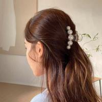 Creaclavija De Perla Imitación Redonda Para Mujer Clips De Pelo Grande Estilo Francés Lujo Geométrico Elegante Para Peinado - details 5