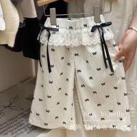 Nuevos Pantalones Para Niñas Con Lazo Estampado Primavera Otoño Cotas De Pierna Ancha Moda Cintura Elástica Talla Regular 2-8 Años - details 1