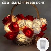 Luces De Rosas Románticas Con 10/20 LED Para Decoración De Bodas Y Fiestas Guirnalda De Flores Artificiales Lámpara Nocturna De Fairy Light - details 0