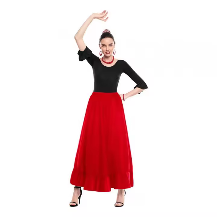 Partilandia Falda Sevillana de Ensayo roja para mujer - 1