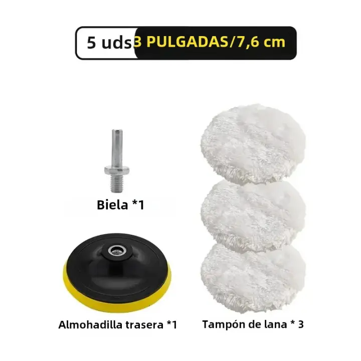 Kit De Polvos Para Coche 5 Piezas Pads De Pulido 3/4/5 Pulgadas Esponja Para Cera Y Cuidado De Pintura De Automóviles Accesorio De Coche - 1