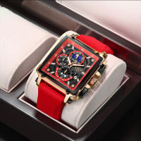 Reloj De Cuarzo Deportivo LIGE Para Hombres Con Correa De Silicona Y Dial Cuadrado Resistente Al Agua Y Al Choque Con Fechas Y Fase Lunar - details 10