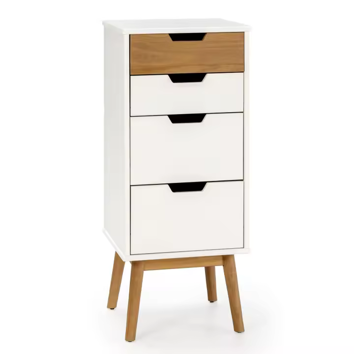VS Venta-Stock Sinfonier Baku 4c Blanco/Cera - Mueble de Madera Maciza con Cajones Guías Metálicas - 1
