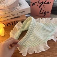 Fular De Encaje Cuadros Rojo Para Mujer Accesorio De Cabello Estilo Retro Triangular Para Viajes Y Fotografía Bandana De Algodón Adecuada Para Todas Las Estaciones - details 15