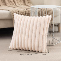 Funda De Cojín De Peluche De Conejo Falso Para Sofa Decoración De Interiores Tamaño 45x45cm Estilo Sólido Y Rayado Grueso Y Suave - details 8