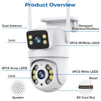 Cámara IP De Seguridad Exterior WiFi 8MP 4K Doble Lente Detecta Humanos Pantalla Dual ICSEE Tris Hogar Vigilancia Video - details 10