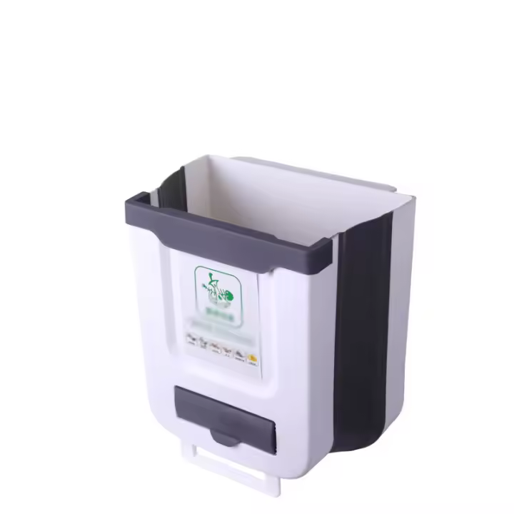 Bandeja De Cocina Plegable Y Colgante Para Lanzamiento De Residuos Ecológica De ABS Tamaño 7L/10L Colores Blanco Y Beige - 1