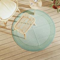 vidaXL Alfombra de exterior PP Ø120 cm Color Verde claro,  verde,  green leaf pattern y mas - details 2