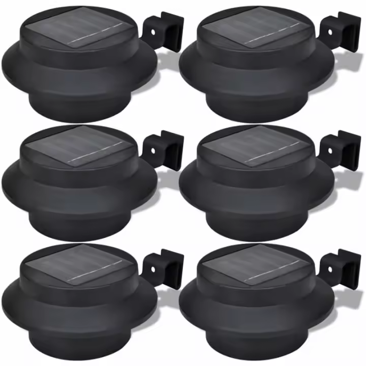 Set de lámparas solares de exterior para valla 6 piezas negro - 1