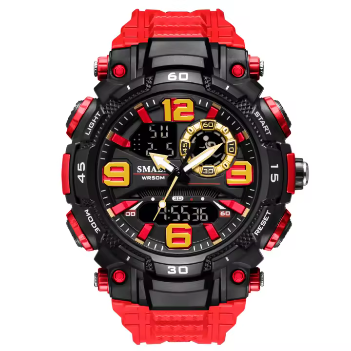 Reloj De Pulsera Deportivo SMAEL Para Hombres Dual Display Resistente Al Agua Cronógrafo Militar Con Pantalla LED Y Luz Retroiluminada - 1